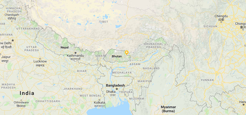 Location of Bhutan